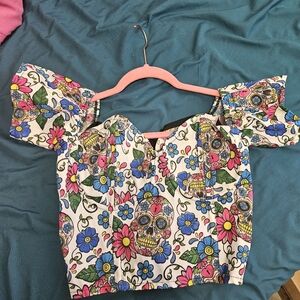 Multicolor skull corset Top L/XL